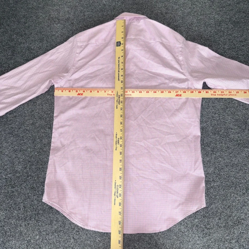 Banana Republic Mens Pink Micro Check Non-Iron Slim Fit Cotton Dress Shirt Small